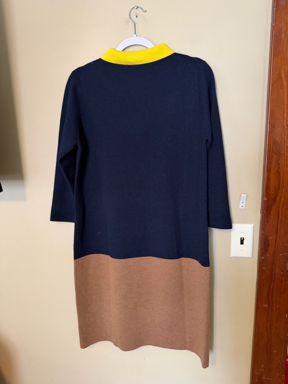 Jaeger Wool Colorblock Collared Sweater Dress - Picture 4 of 9